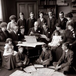 Image depicting a typical family scene completing the 1921 census